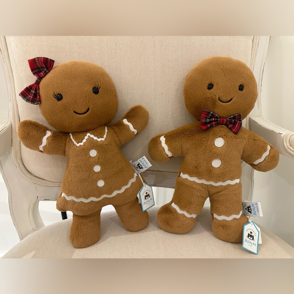 NWT Retired Jellycat Large Jolly Gingerbread Ruby & Fred Plush Set Set of 2